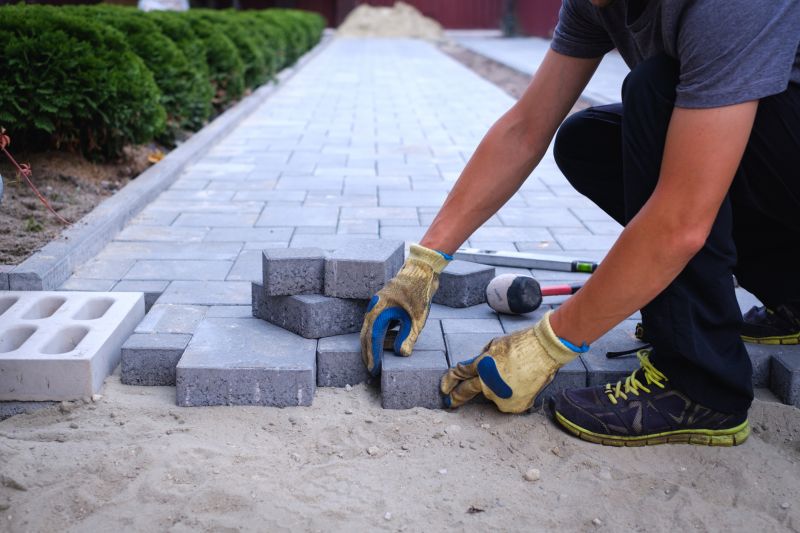 Pavers being set in pattern